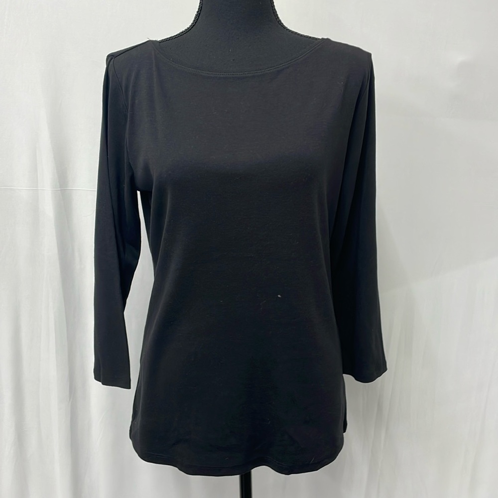 Talbots black tee, 3/4 length sleeve, like new, size Medium